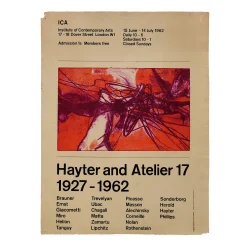 Hayter and Atelier 17 1927 - 1962 at Institute of Contemporary Arts London Original Etching Exhibition Poster, 1962