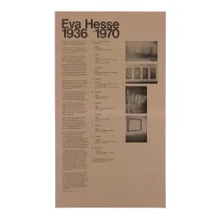 Eva Hesse 1936 / 1970 Memorial Exhibit Poster Detroit Institute of Arts, 1972